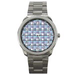 Decorative plaid pattern Sport Metal Watch Front