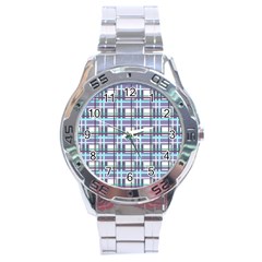 Decorative Plaid Pattern Stainless Steel Analogue Watch by Valentinaart