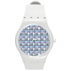 Decorative Plaid Pattern Round Plastic Sport Watch (m) by Valentinaart