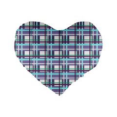 Decorative Plaid Pattern Standard 16  Premium Flano Heart Shape Cushions by Valentinaart