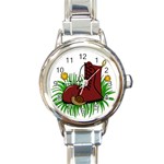 Boot in the grass Round Italian Charm Watch Front