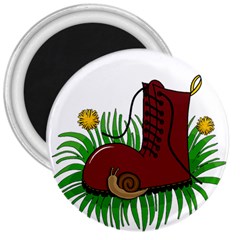 Boot In The Grass 3  Magnets by Valentinaart