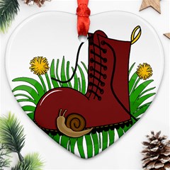 Boot In The Grass Ornament (heart)  by Valentinaart