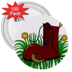 Boot In The Grass 3  Buttons (100 Pack)  by Valentinaart