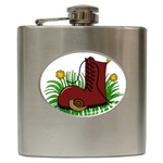 Boot in the grass Hip Flask (6 oz) Front