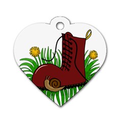 Boot In The Grass Dog Tag Heart (two Sides) by Valentinaart