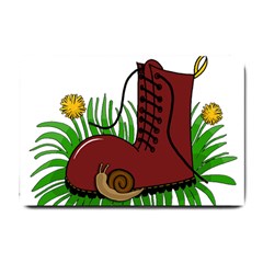 Boot In The Grass Small Doormat  by Valentinaart