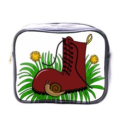 Boot In The Grass Mini Toiletries Bags by Valentinaart