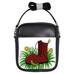 Boot In The Grass Girls Sling Bags by Valentinaart