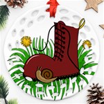 Boot in the grass Round Filigree Ornament (2Side) Front