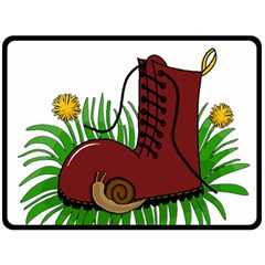 Boot In The Grass Double Sided Fleece Blanket (large)  by Valentinaart