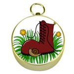 Boot in the grass Gold Compasses Front