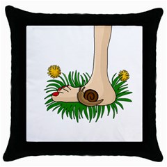 Barefoot In The Grass Throw Pillow Case (black) by Valentinaart