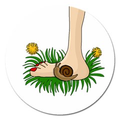 Barefoot In The Grass Magnet 5  (round) by Valentinaart