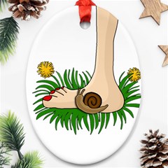 Barefoot In The Grass Oval Ornament (two Sides) by Valentinaart