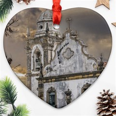 Exterior Facade Antique Colonial Church Olinda Brazil Ornament (heart)  by dflcprints