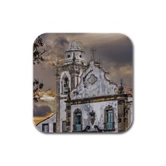 Exterior Facade Antique Colonial Church Olinda Brazil Rubber Square Coaster (4 Pack)  by dflcprints