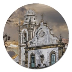 Exterior Facade Antique Colonial Church Olinda Brazil Magnet 5  (round) by dflcprints