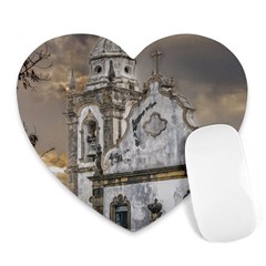 Exterior Facade Antique Colonial Church Olinda Brazil Heart Mousepads by dflcprints