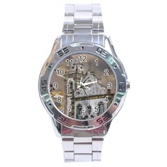 Exterior Facade Antique Colonial Church Olinda Brazil Stainless Steel Analogue Watch by dflcprints