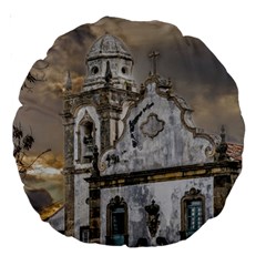 Exterior Facade Antique Colonial Church Olinda Brazil Large 18  Premium Round Cushions by dflcprints