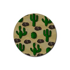 Cactuses Rubber Round Coaster (4 Pack)  by Valentinaart