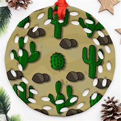 Cactuses Ornament (round Filigree)  by Valentinaart