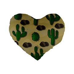 Cactuses Standard 16  Premium Flano Heart Shape Cushions by Valentinaart