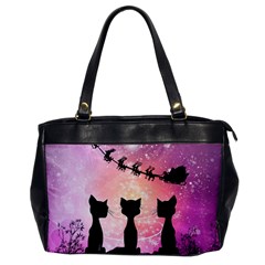 Cats Looking In The Sky At Santa Claus At Night Office Handbags by FantasyWorld7