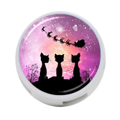 Cats Looking In The Sky At Santa Claus At Night 4-port Usb Hub (two Sides)  by FantasyWorld7