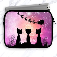 Cats Looking In The Sky At Santa Claus At Night Apple Ipad 2/3/4 Zipper Cases by FantasyWorld7