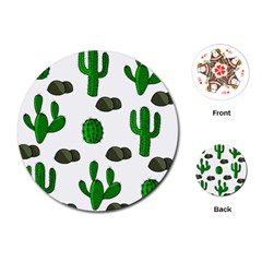 Cactuses 3 Playing Cards (round)  by Valentinaart