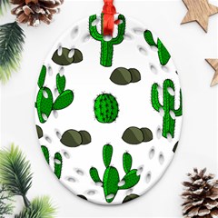 Cactuses 3 Oval Filigree Ornament (2-side)  by Valentinaart