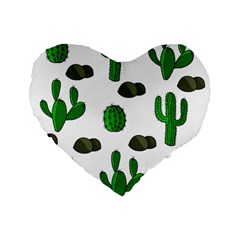 Cactuses 3 Standard 16  Premium Flano Heart Shape Cushions by Valentinaart