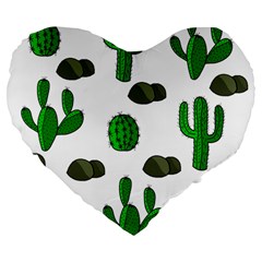 Cactuses 3 Large 19  Premium Flano Heart Shape Cushions by Valentinaart