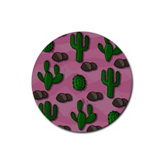 Cactuses 2 Rubber Coaster (round)  by Valentinaart