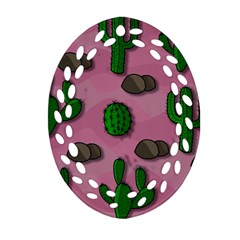 Cactuses 2 Oval Filigree Ornament (2-side)  by Valentinaart