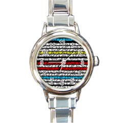 Simple Colorful Design Round Italian Charm Watch by Valentinaart