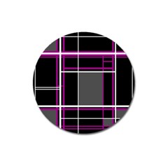 Simple Magenta Lines Magnet 3  (round) by Valentinaart