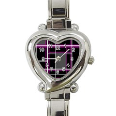 Simple Magenta Lines Heart Italian Charm Watch by Valentinaart