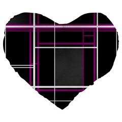 Simple Magenta Lines Large 19  Premium Heart Shape Cushions by Valentinaart