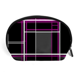 Simple Magenta Lines Accessory Pouches (large)  by Valentinaart