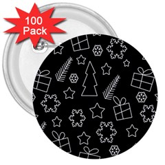 Simple Xmas Pattern 3  Buttons (100 Pack)  by Valentinaart