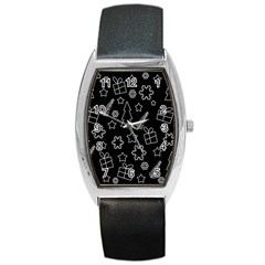 Simple Xmas Pattern Barrel Style Metal Watch by Valentinaart