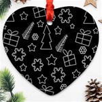 Simple Xmas pattern Heart Ornament (2 Sides) Front