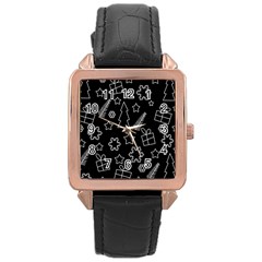 Simple Xmas Pattern Rose Gold Leather Watch  by Valentinaart