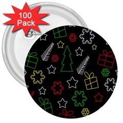 Colorful Xmas Pattern 3  Buttons (100 Pack)  by Valentinaart