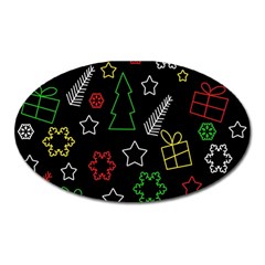 Colorful Xmas Pattern Oval Magnet by Valentinaart