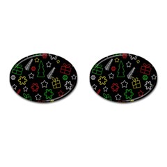 Colorful Xmas Pattern Cufflinks (oval) by Valentinaart