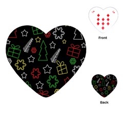 Colorful Xmas Pattern Playing Cards (heart)  by Valentinaart